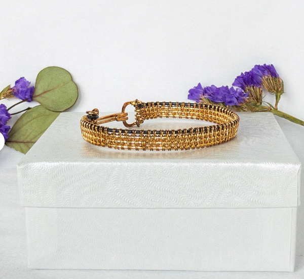 Hand Woven Gold Filled & Argentium Silver Bracelet