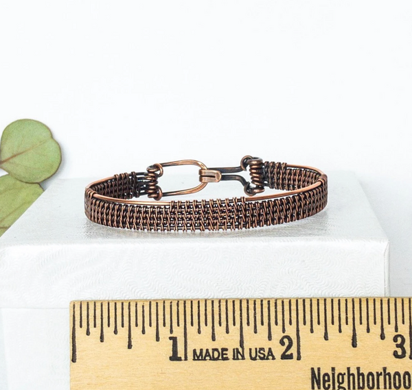 Natural Copper Wire Woven Cuff Bracelet