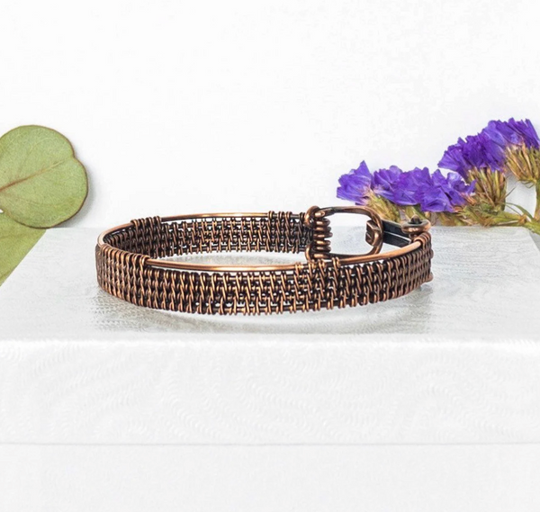 Natural Copper Wire Woven Cuff Bracelet