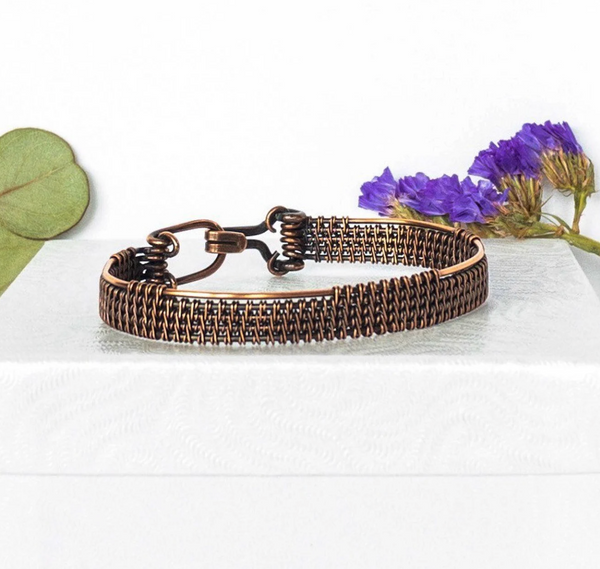 Natural Copper Wire Woven Cuff Bracelet