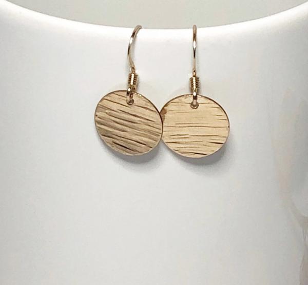 Gold Filled Horizontally Hammered Disk Earrings