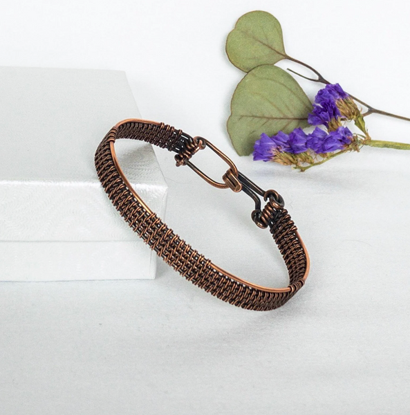 Natural Copper Wire Woven Cuff Bracelet