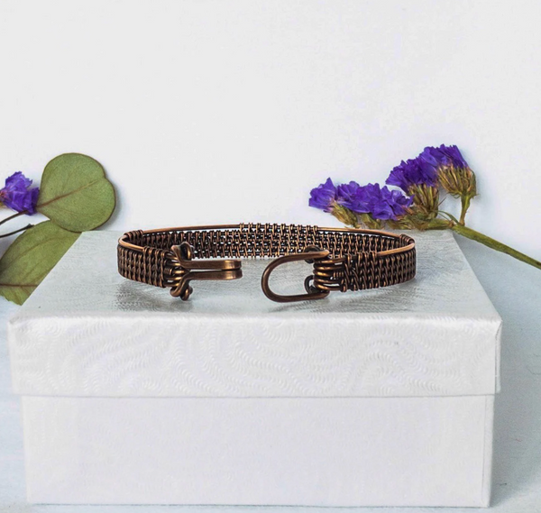 Natural Copper Wire Woven Cuff Bracelet