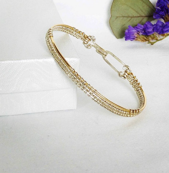 Silver and Gold Filled Hand Woven Mixed Metal Bracelet