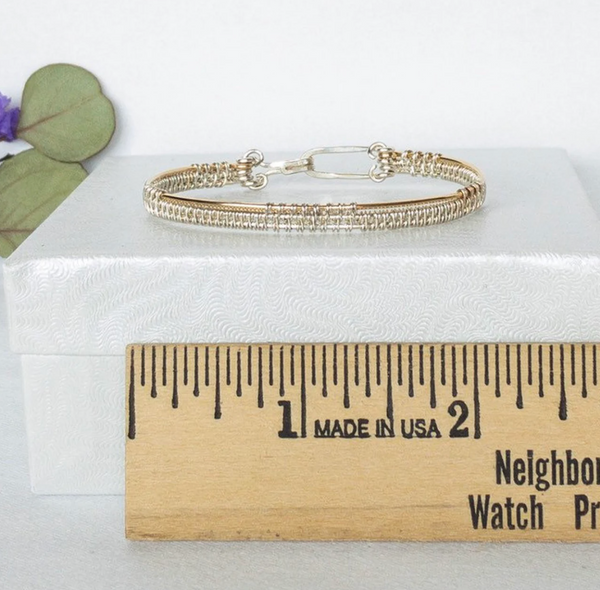 Silver and Gold Filled Hand Woven Mixed Metal Bracelet
