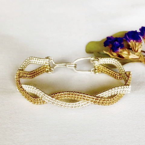 Statement Mixed Metal Woven Wire Bracelet