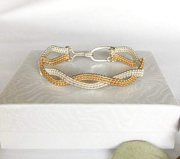 Statement Mixed Metal Woven Wire Bracelet