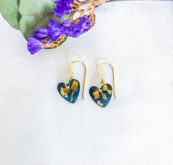 Keum Boo Dainty Heart Shaped Silver and Gold Earrings