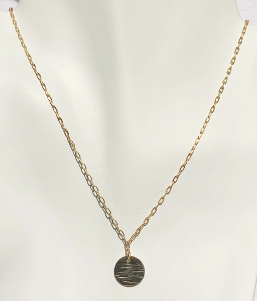 Gold-Filled Horizontally Hammered Disk Necklace